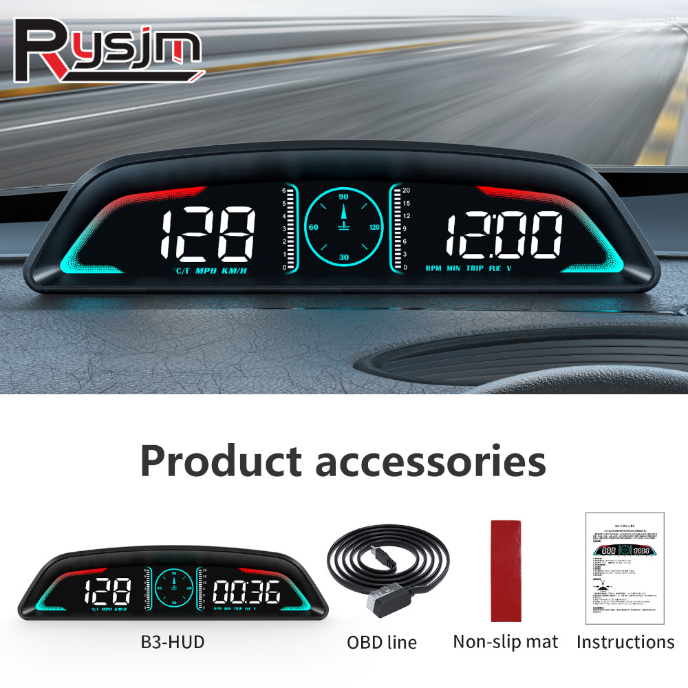 Hud Obd2 Multi Function Alarm - B3 OBD2 HUD Multifunctional Display Smart