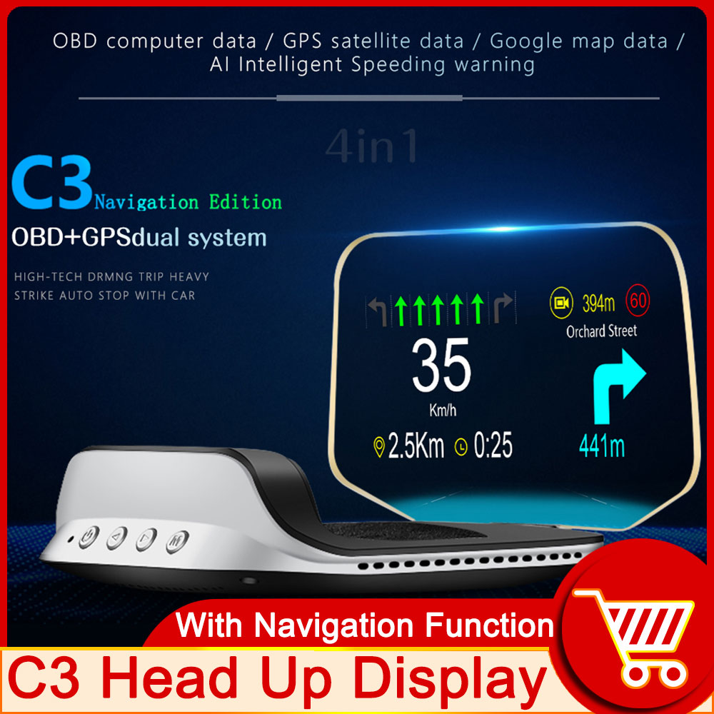 HD OBD HUD C3 Plus OBD2 HUD Au - Obd2 Hud Speedometer Projector ulasan dan harga