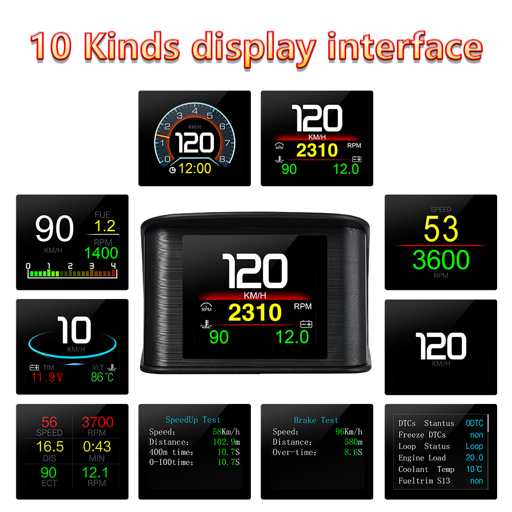 % HUD OBD2+GPS On-board Comput - Hud Display With Tire Pressure ulasan dan harga